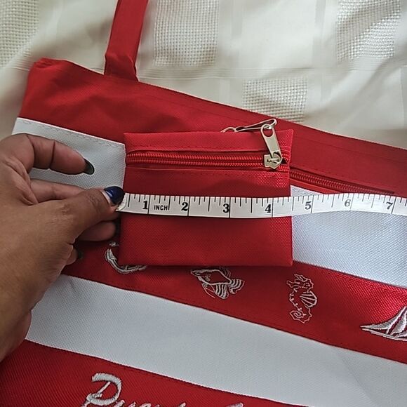 Puerto Vallarta Women's Souvenir Beach Tote With Coin Purse Small Red/ White - Picture 12 of 16